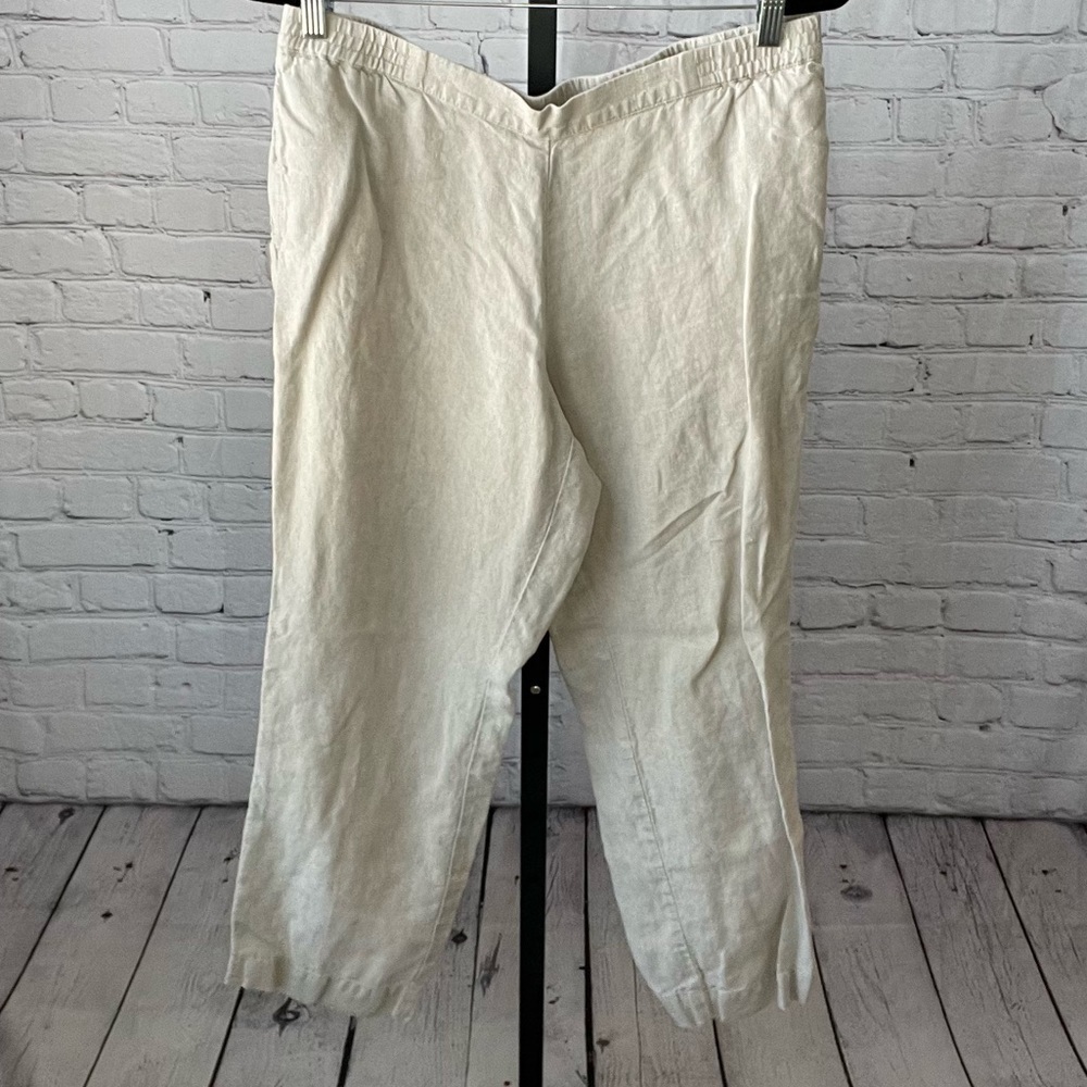 J Jill Neutral Tan Linen Pants Size Medium Petite